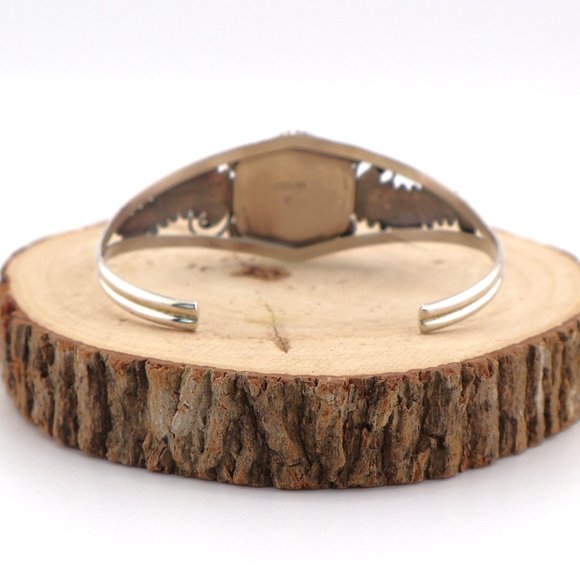 Navajo Cuff Bracelet‎ Black Jet Jewelry Sterling Silver NA Women's Sz 6.5 ** - Picture 8 of 10